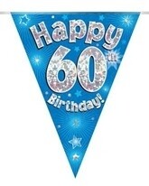 Blue Happy 6th Birthday Holographic Flag Banner
