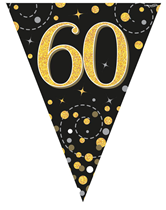 Black & Gold Happy 60th Birthday Flag Bunting
