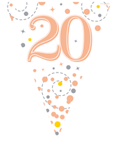 Rose Gold Happy 20th Birthday Flag Bunting