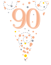 Rose Gold Happy 90th Birthday Flag Bunting