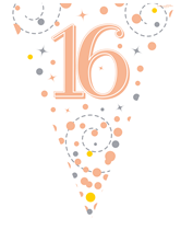 Rose Gold Happy 16th Birthday Flag Bunting