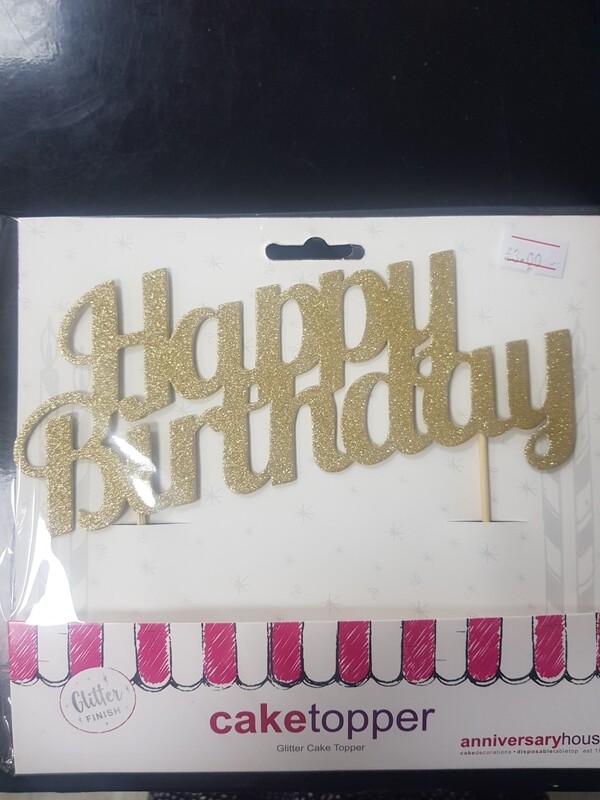 Glitter cake topper in gold