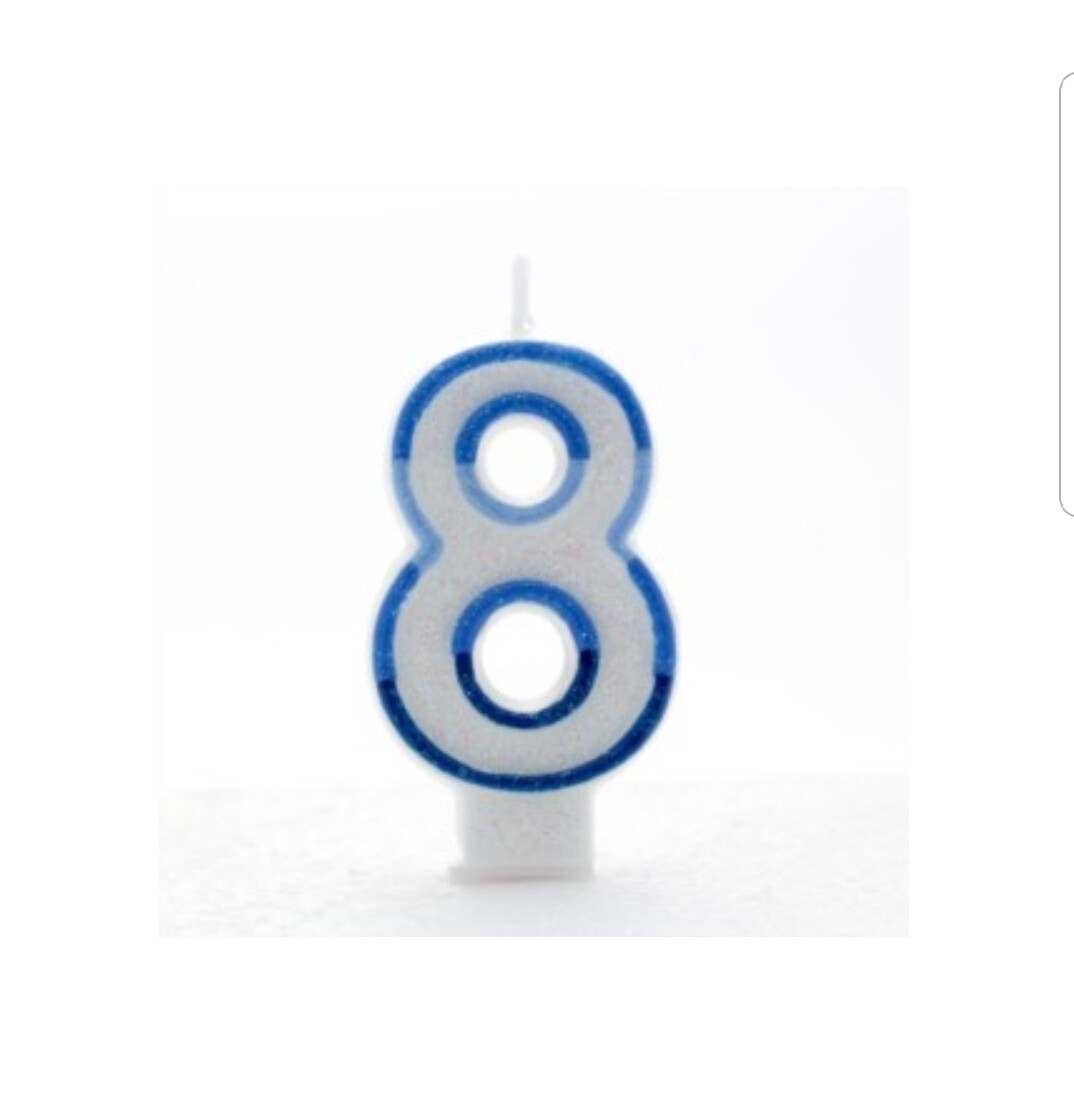 BLUE number 8 candles