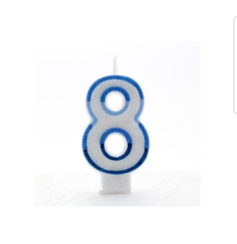 BLUE number 8 candles