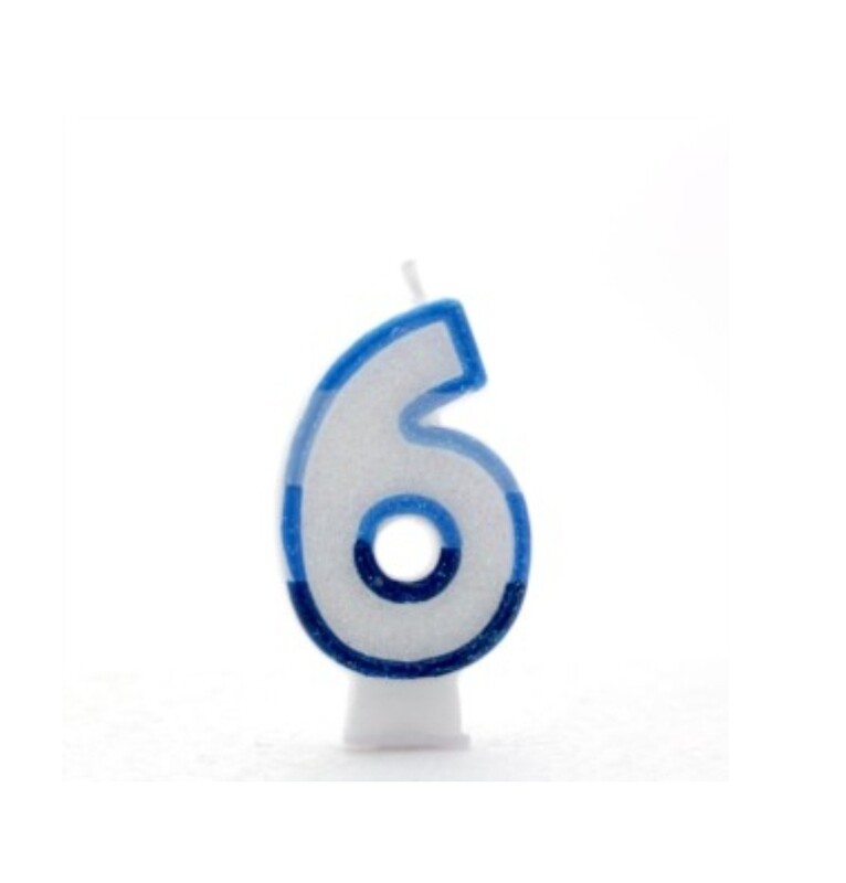 BLUE number 6 candles