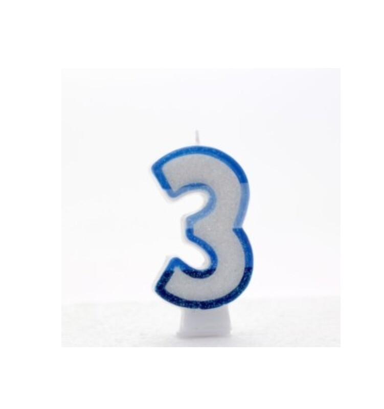 BLUE number 3 candles