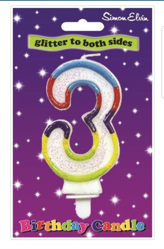 NUMBER 3 multicoloured candle