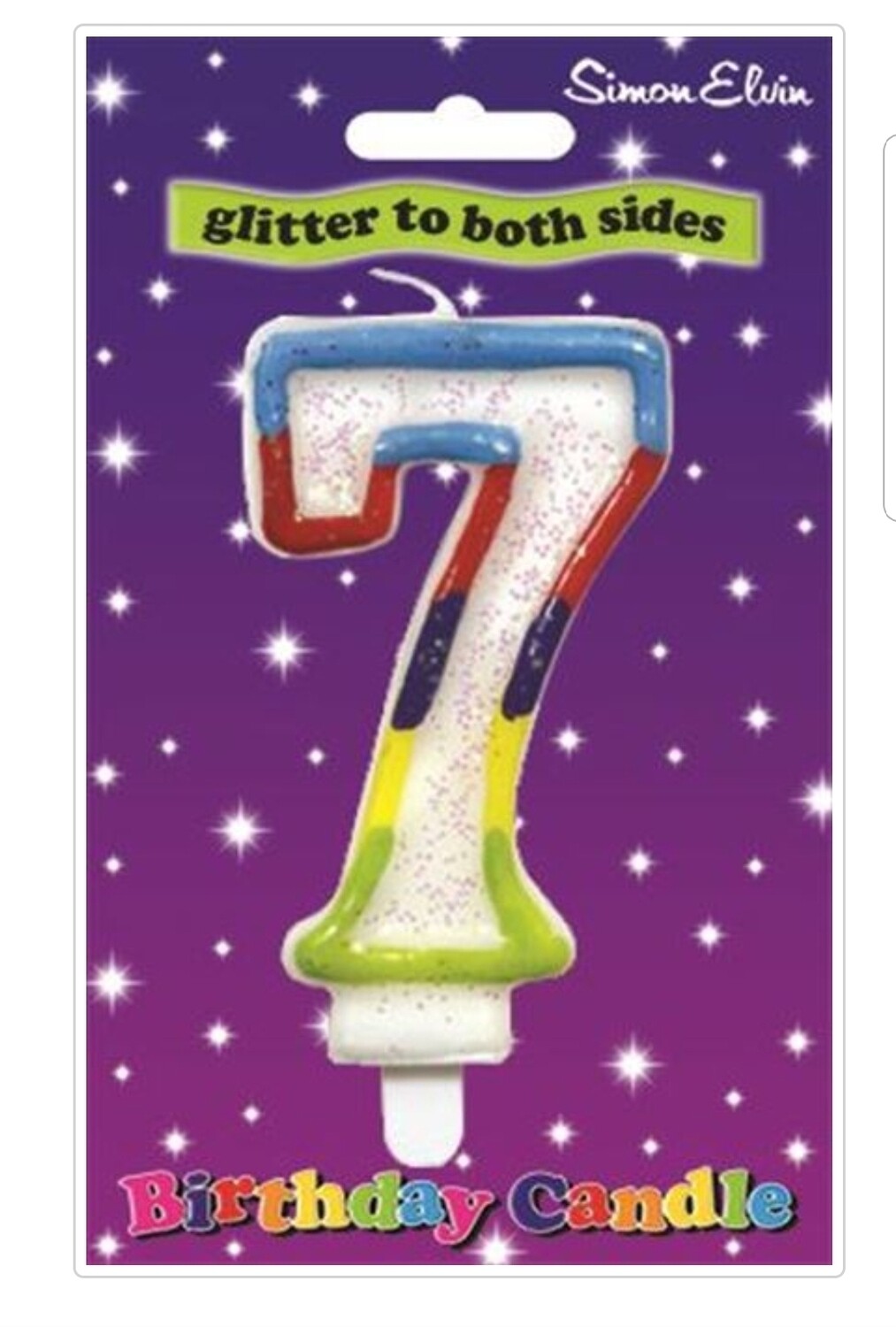 NUMBER 7 multicoloured candle