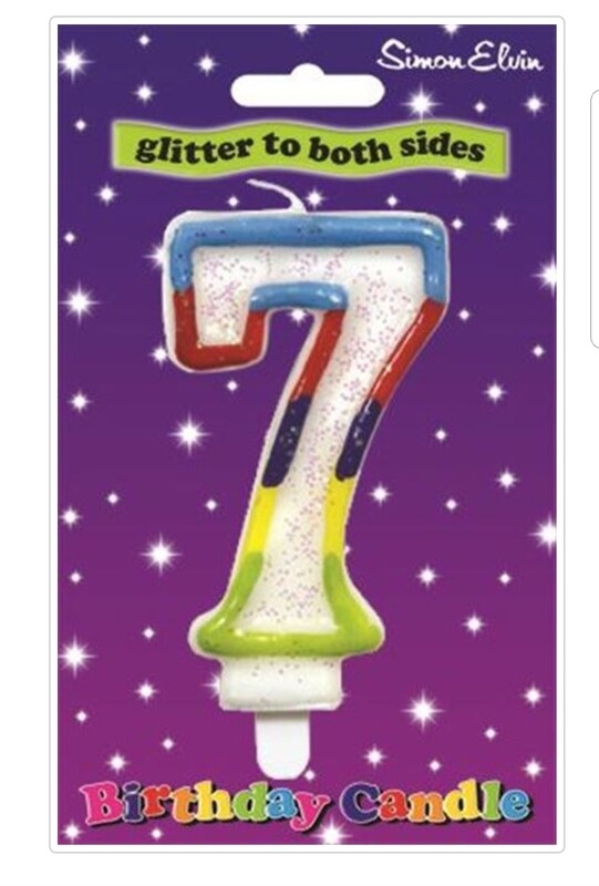 NUMBER 7 multicoloured candle