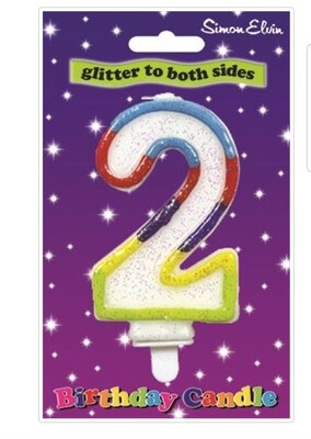 NUMBER 2 multicoloured candle