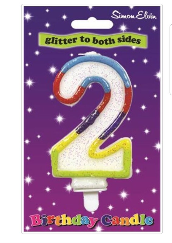NUMBER 2 multicoloured candle