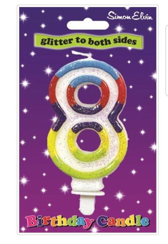 NUMBER 8 multicoloured candle