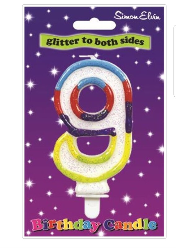 NUMBER 9 multicoloured candle