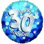 Blue Holographic 30th Birthday 18" Foil Balloon