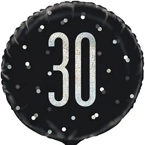 Black 30th Birthday 18" Foil Balloon