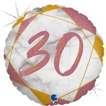 Rose Gold Marble 30th Birthday 18" Foil Balloon
