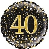 40th Birthday Black & Gold Foil Balloon