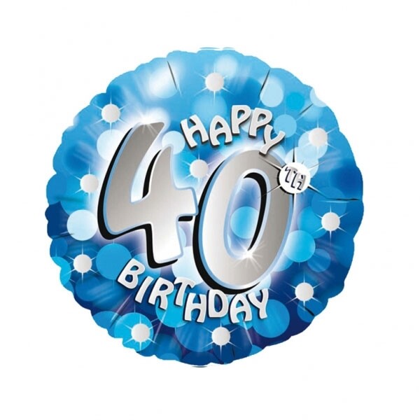 Blue Holographic 40th Birthday 18" Foil Balloon