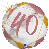 Rose Gold Marble 40th Birthday 18" Foil Balloon