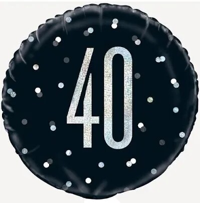 Black 40th Birthday 18" Foil Balloon