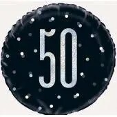Black 50th Birthday 18" Foil Balloon