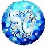 Blue Holographic 50th Birthday 18" Foil Balloon