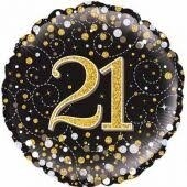 21st Birthday Black & Gold Foil Balloon