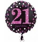 21st Birthday Pink & Black Foil Balloon
