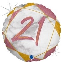 Rose Gold Marble 21st Birthday 18" Foil Balloon