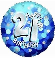 Blue Holographic 21st Birthday 18" Foil Balloon