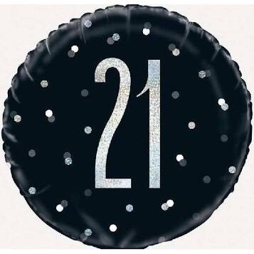 Black 21st Birthday 18" Foil Balloon