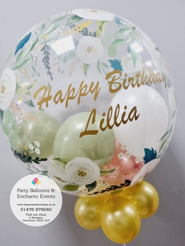 Floral Personalised Bubble Balloon 