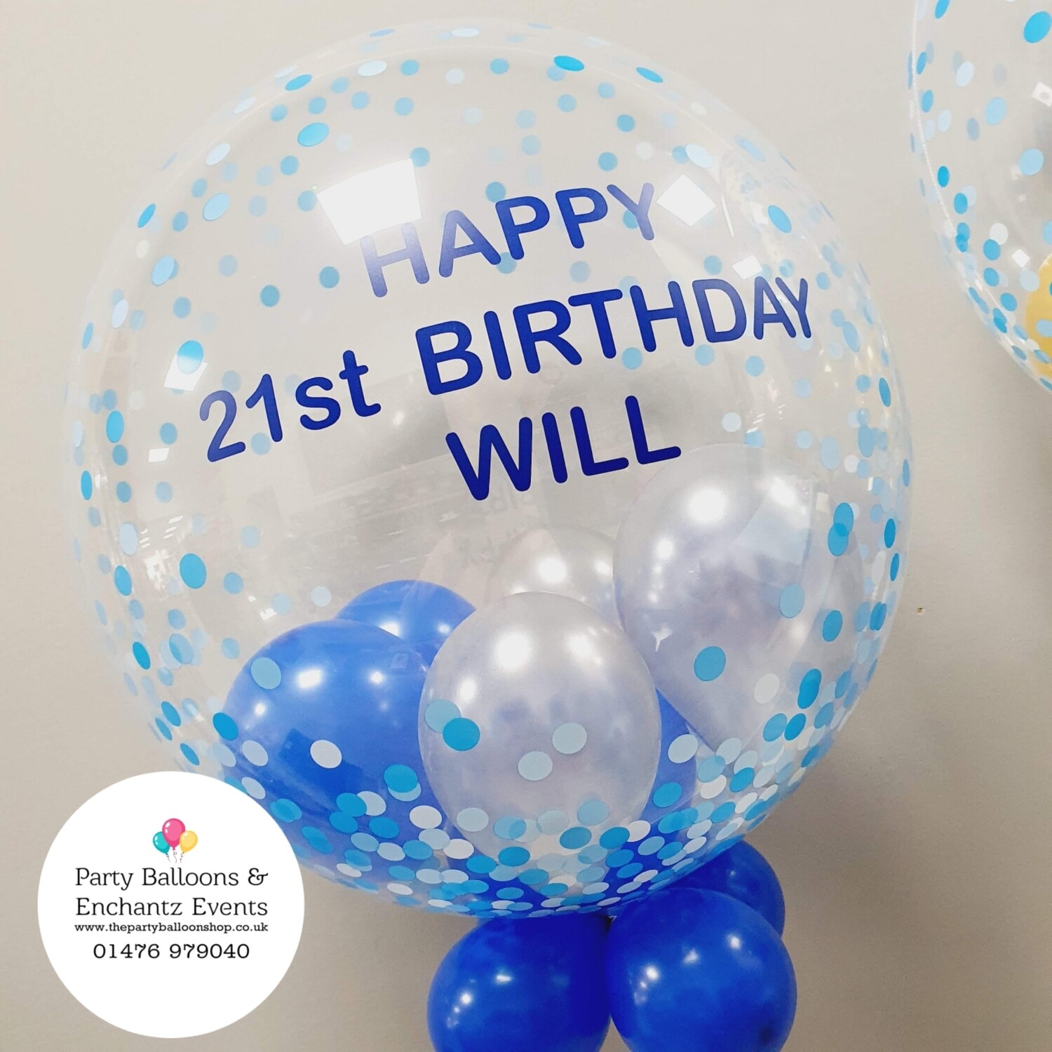 Blue confetti printed Bubble Balloon 