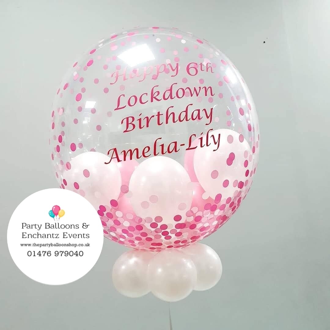 Pink confetti printed Bubble Balloon 