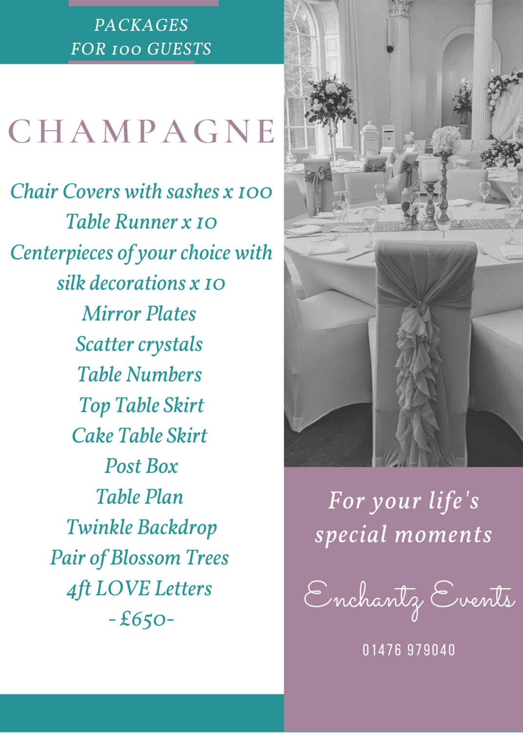 100 GUESTS - CHAMPAGNE package