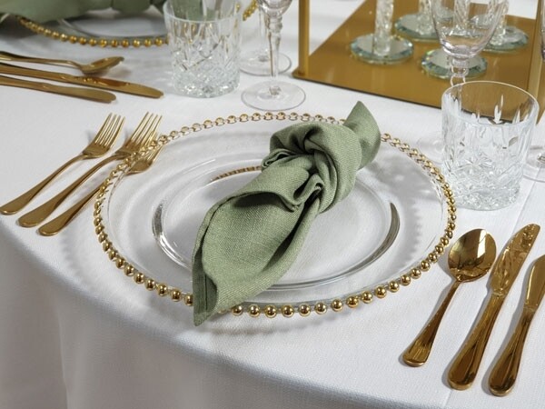 Gold Beaded Glass Charger Plate