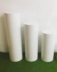 White cylinder plinths 