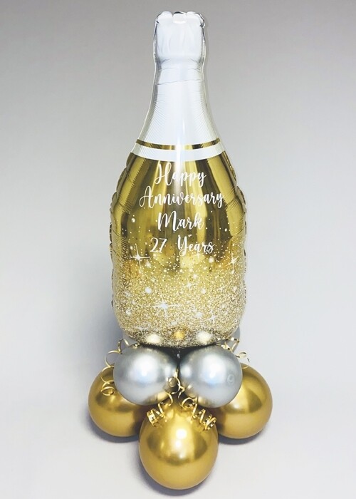 Personalised Gold Champagne Bottle Balloon display
