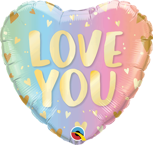 Love You pastel ombre foil balloon 
