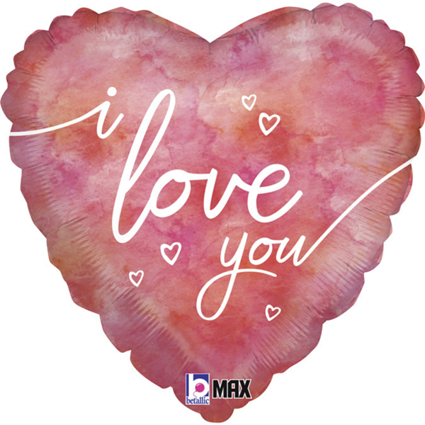 Watercolour LOVE YOU foil balloon 