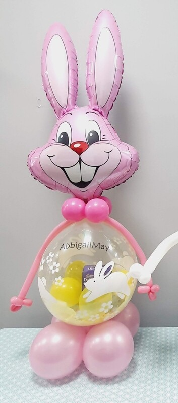 Pink Easter Bunny with Stuffing balloon display 