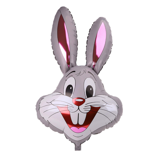 Grey Easter Bunny Head Foil Balloon 