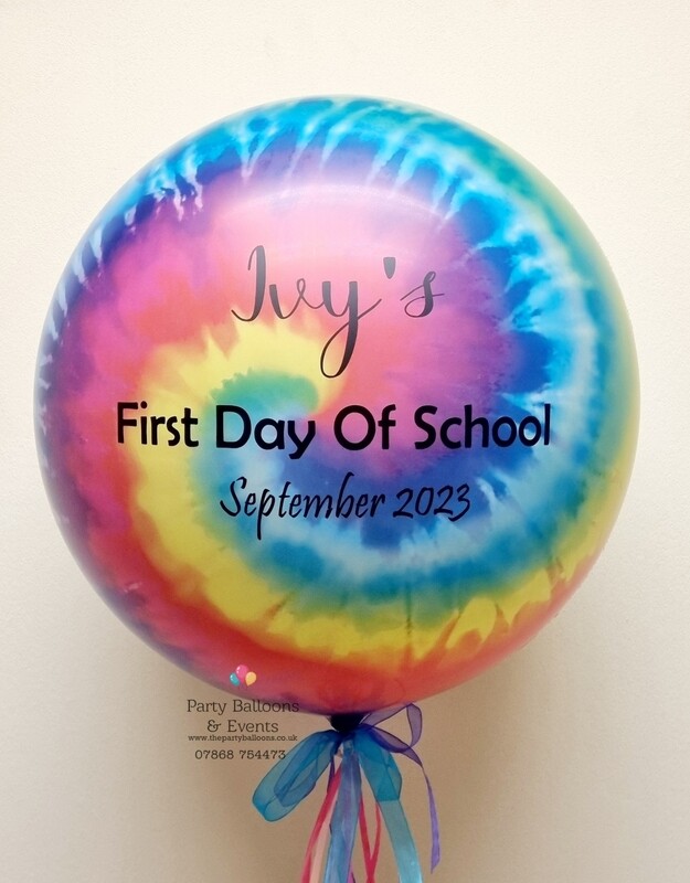 FIRST DAY SCHOOL bubble balloon - Tie Dye Swirl 