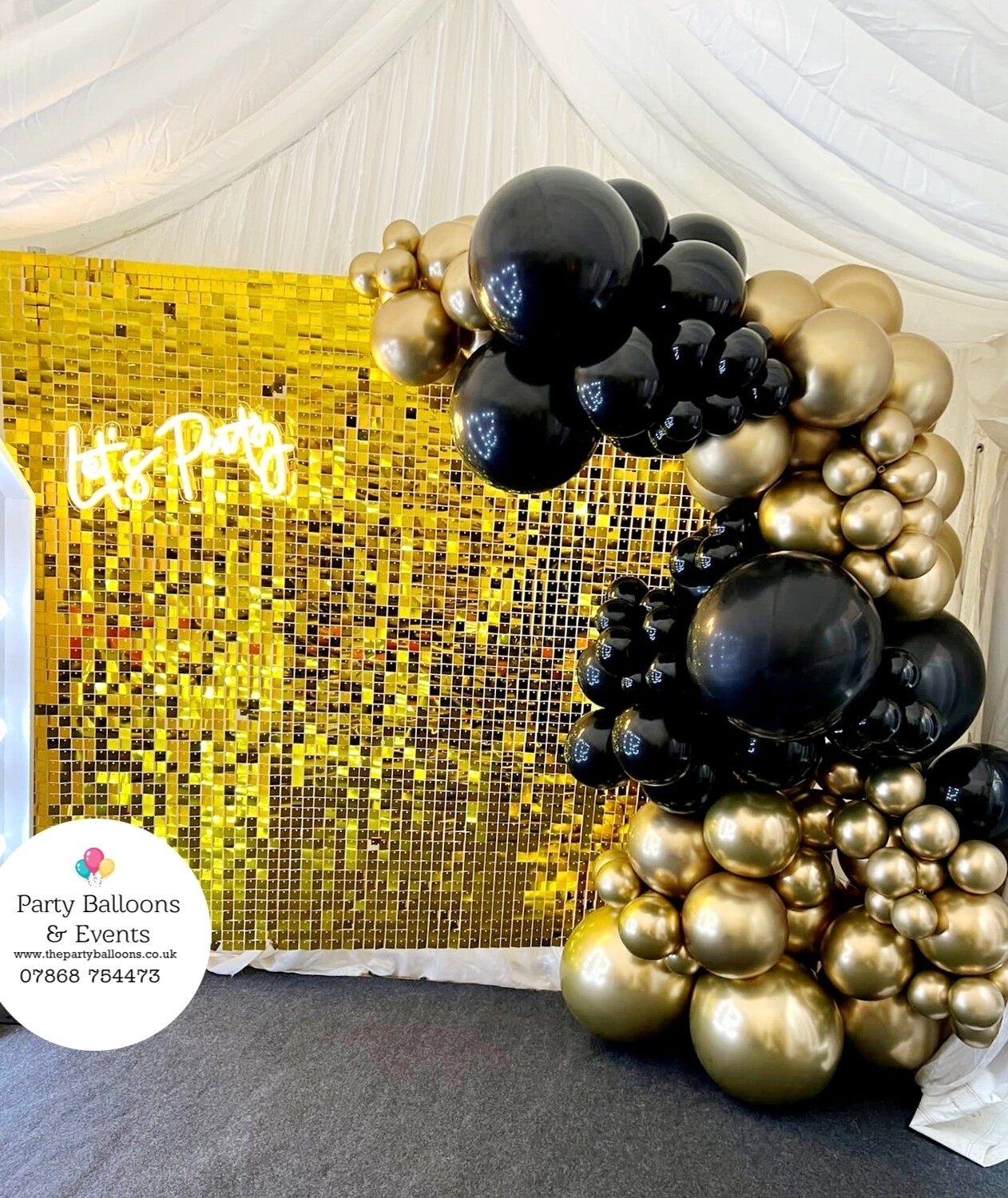 Shimmer Backdrop hire - GOLD