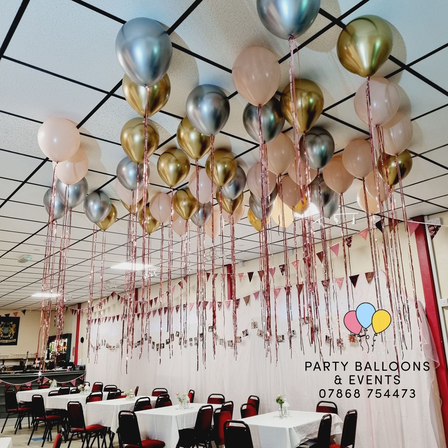 Ceiling Balloons with foil tassels x 20