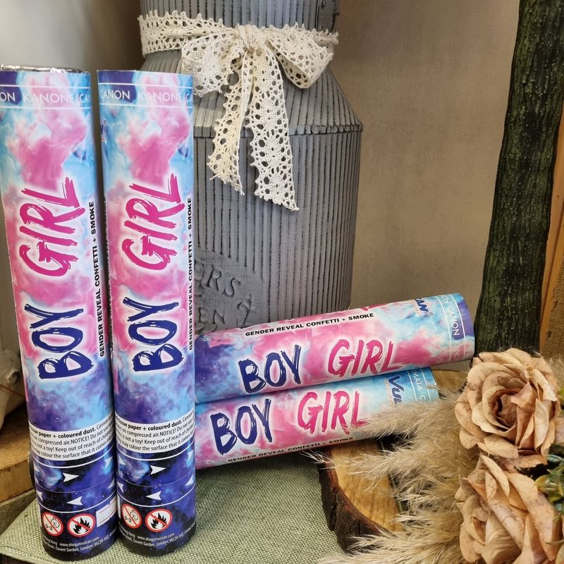 Gender Reveal Large 30cm Smoke + Confetti Cannon PINK
