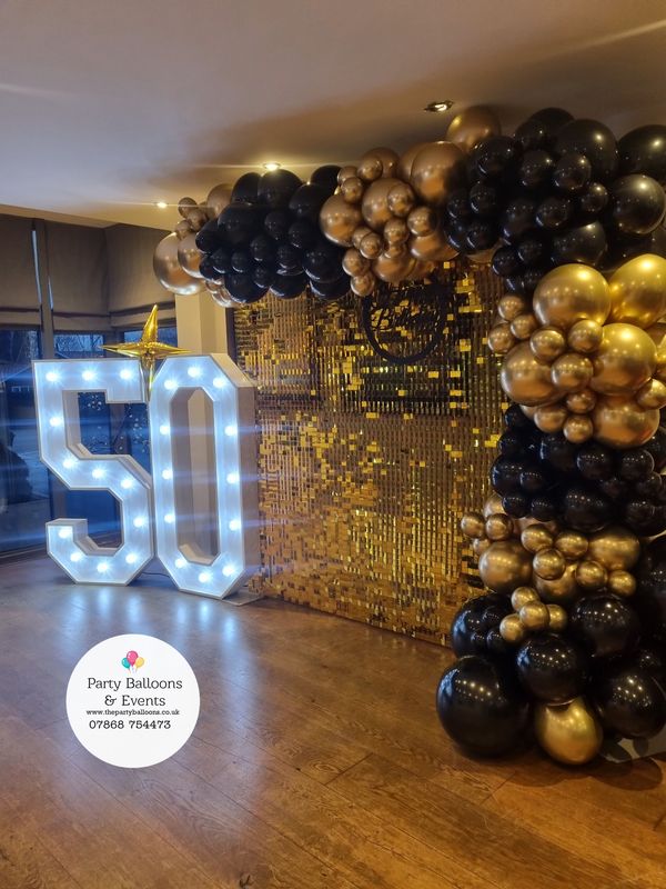 5ft Lightup Numbers with Shimmer wall Hire