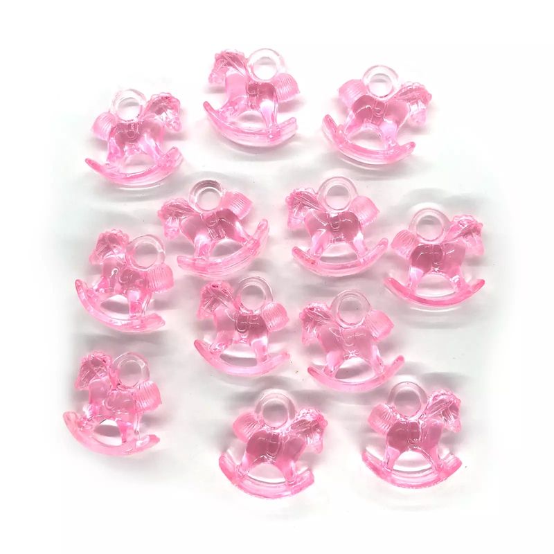 Baby Pink Plastic Rocking Horse Charm Baby Shower Christening Favours Gift