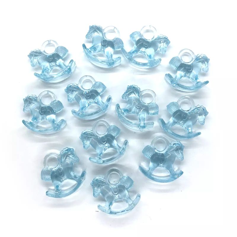 Baby Blue Plastic Rocking Horse Charm Baby Shower Christening Favours Gift