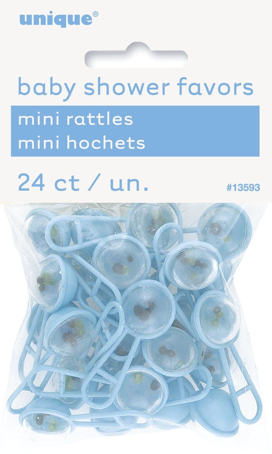 Baby Blue Plastic mini rattles Baby Shower Christening Favours Gift